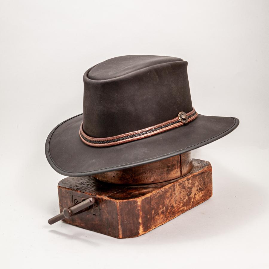 Classic Midnight Leather Braided Cowboy Hat - Leather Skin Shop